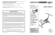 HealthRider Hr2 English Manual