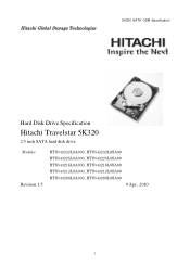 Hitachi HTS543232L9A300 Specifications