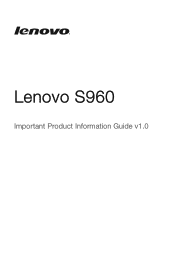 Lenovo VIBE X (English) Important Product Information Guide