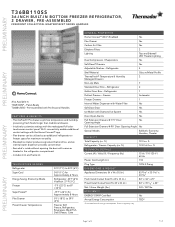 Thermador T36BB110SS Product Specification Sheet