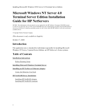 HP LH3000r Installing MS Windows NT Terminal Server Edition