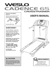 Weslo 65 Treadmill English Manual