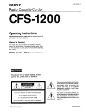 Sony CFS-1200 Users Guide