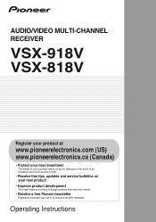 Pioneer VSX 818V Owner's Manual