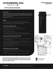 Chamberlain RJO101 Model RJO101 Wall Mount Garage Door Opener Pre-Purchase Checklist - English