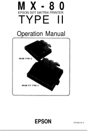 Epson MX-80II F/T User Manual