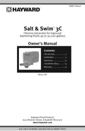 Hayward Salt & Swim ABG 23 000 gallons outlet plug has straight blades Salt & Swim 3C Owner's Manual