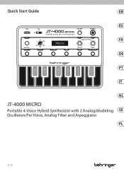 Behringer JT-4000 MICRO Quick Start Guide