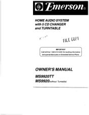 Emerson MS9920TT Owners Manual