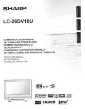 Sharp LC-26DV10U Operation Manual