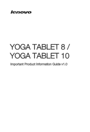 Lenovo Yoga 8 (English) Important Product Information Guide - Yoga Tablet 10/Yoga Tablet 8