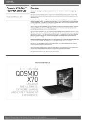 Toshiba Qosmio X70 PSPPNA Detailed Specs for Qosmio X70 PSPPNA-0H70CD AU/NZ; English