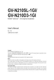 Gigabyte GV-N210SL-1GI Manual