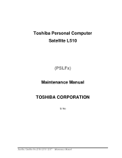 Toshiba Satellite L510 Maintenance Manual