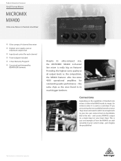 Behringer MX400 Product Information Document