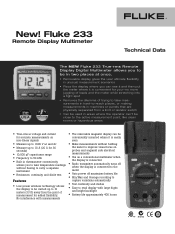 Fluke 233 Fluke 233 Remote Display Multimeter Datasheet