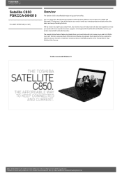 Toshiba Satellite C850 PSKCCA-04H010 Detailed Specs for Satellite C850 PSKCCA-04H010 AU/NZ; English