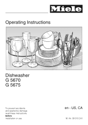 Miele Dimension G 5670 SCVi Operating and Installation manual