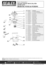 Sealey PC102HV Parts Diagram