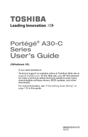 Toshiba A30T-C1340 Portege A30-C Series Windows 10 Users Guide