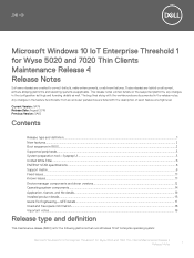 Dell Wyse 5020 Microsoft Windows 10 IoT Enterprise Threshold 1 for and 7020 Thin Clients Maintenance Release 4 Release Notes