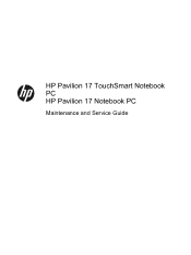 HP Pavilion 17-e100 Pavilion 17 TouchSmart Notebook PC Pavilion 17 Notebook PC Maintenance and Service Guide