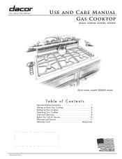 Dacor SGM466 Use & Care Manuals