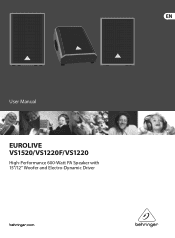Behringer EUROLIVE VS1220F Manual