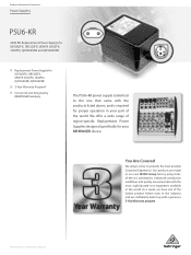 Behringer PSU6-KR Product Information Document