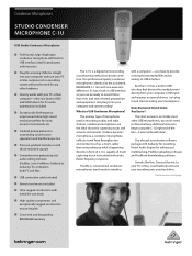 Behringer STUDIO CONDENSER MICROPHONE C-1U Brochure