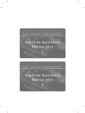 2011 Lincoln Town Car Roadside Assistance Card 2nd Printing