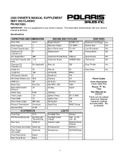 2000 Polaris Indy 500 Owners Manual