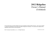 2012 Honda Ridgeline Owner's Manual
