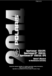 2014 Polaris Sportsman XP 850 HO Owners Manual