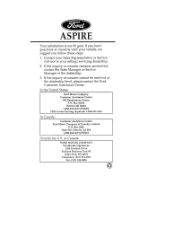 Ford aspire owners manual #6