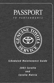 2003 Toyota Matrix Warranty, Maitenance, Services Guide