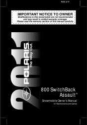 2011 Polaris 800 Switchback Assault Owners Manual